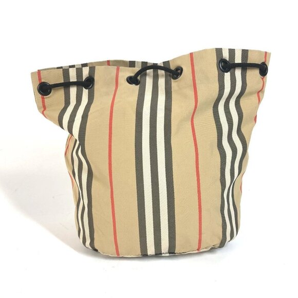 BURBERRY Hand Bag check purse Pouch Nylon Beige - Picture 9 of 13